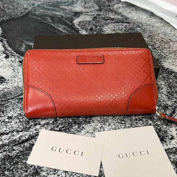 Gucci Diamanté orange leather long zippy wallet with box and cards - Picture 1 of 6